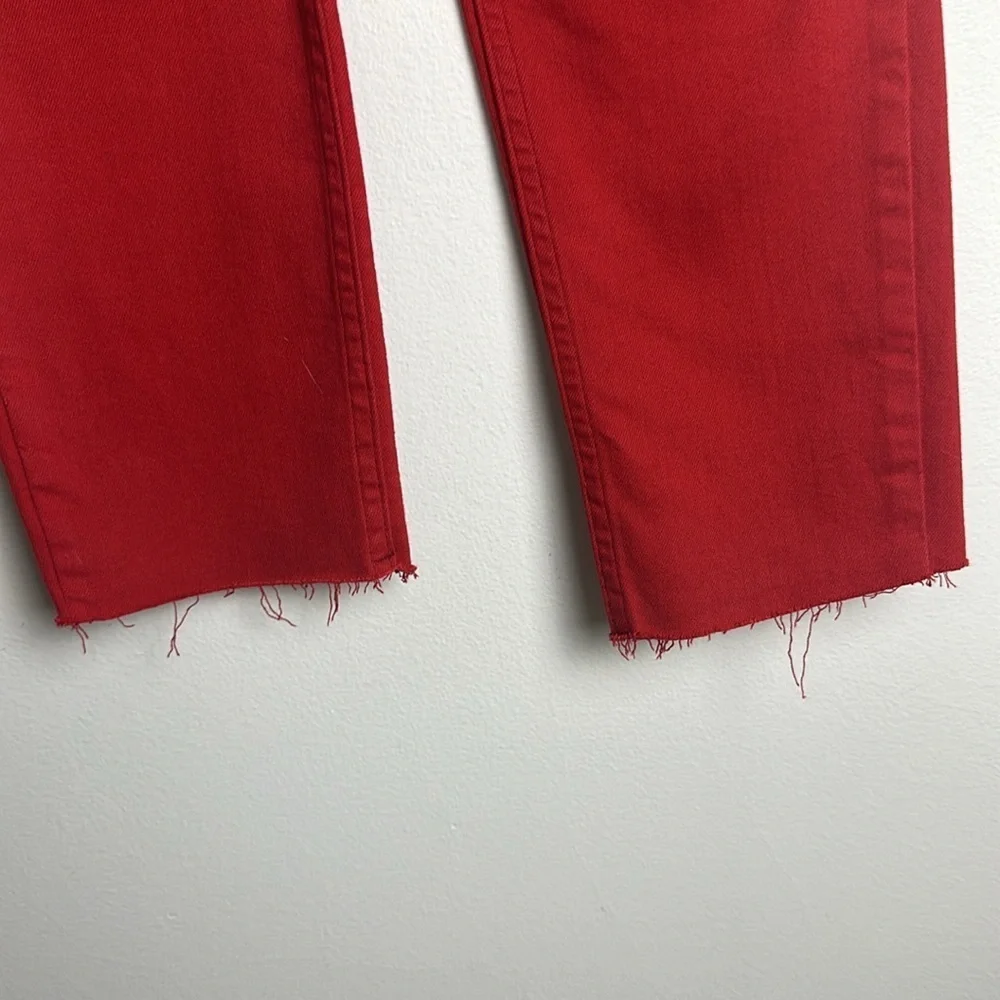 Free People Reagan Raw Jeans Size 31 Skinny Red Cotton Modal Stretch Button Fly - Picture 6 of 16